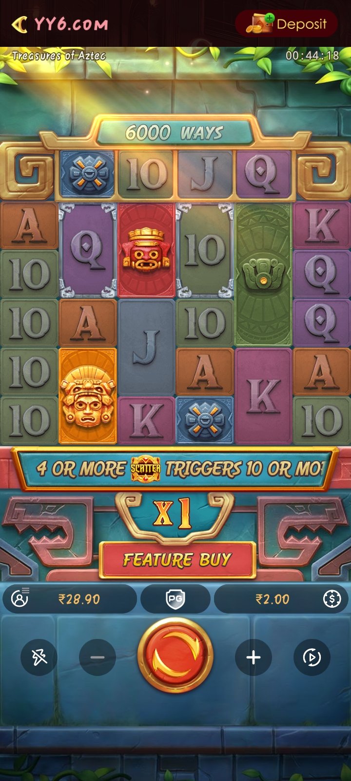 YY6 Game App mobile interface